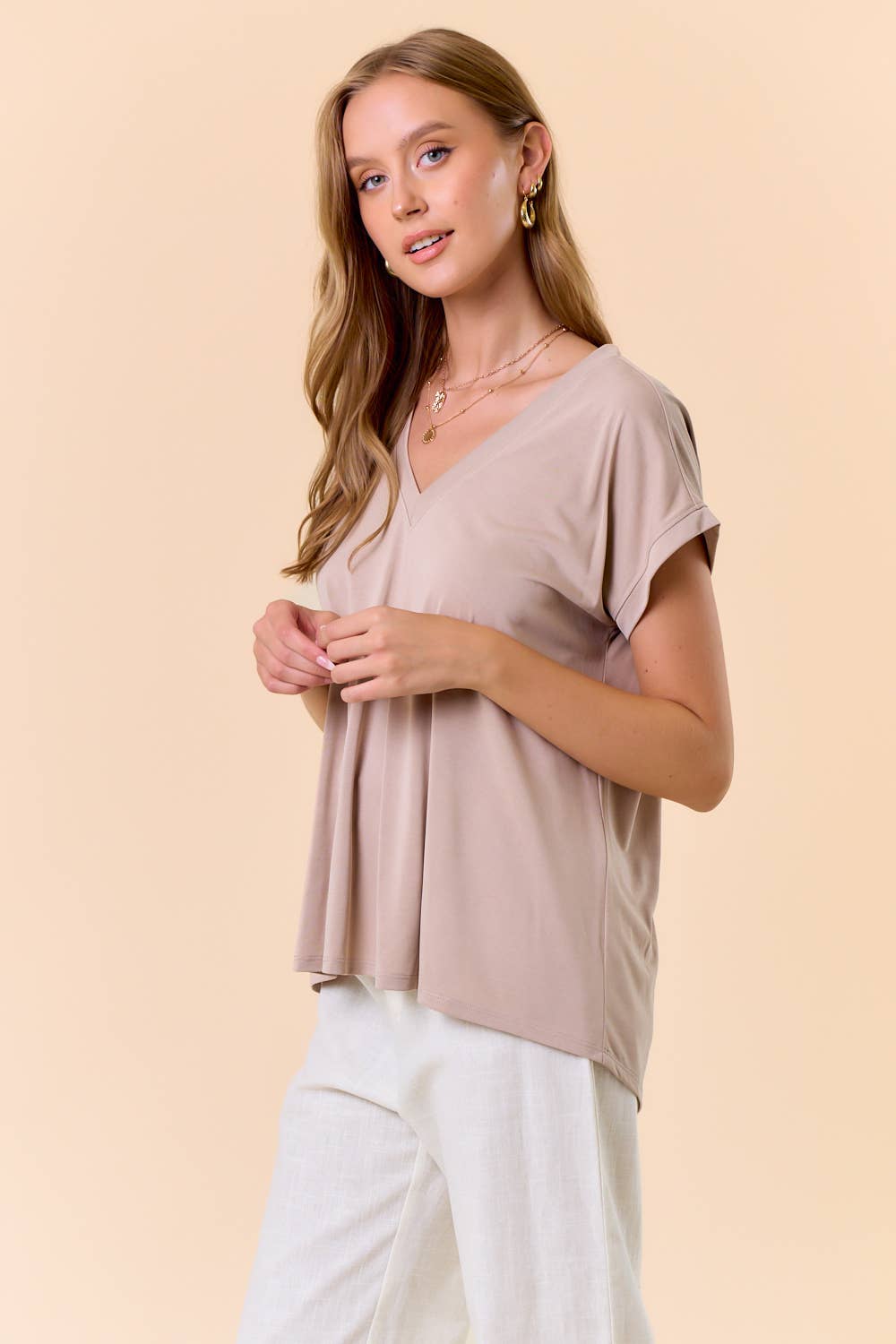 V-Neck Flowy Jersey Tee