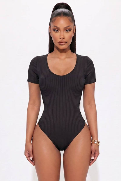 Ribbed Short Sleeve Bodysuit