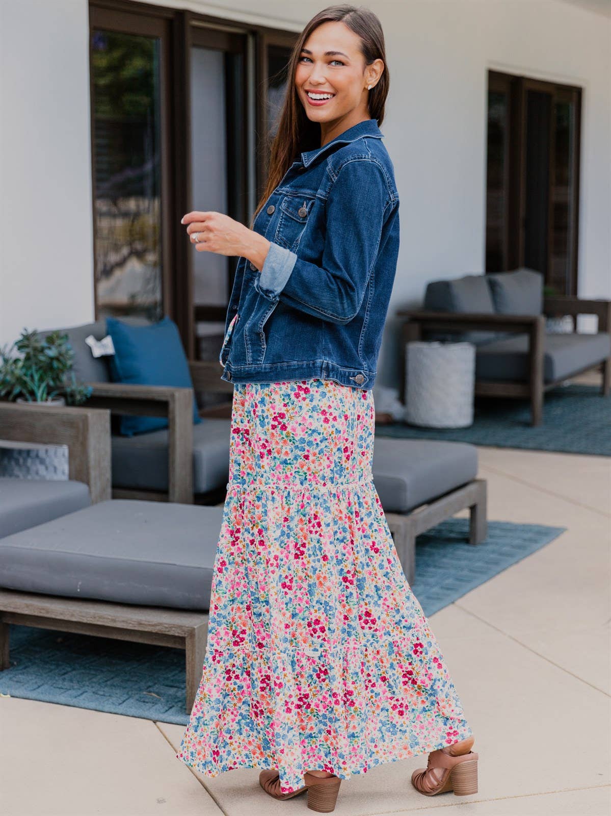 Kendall Floral Tiered Maxi Skirt