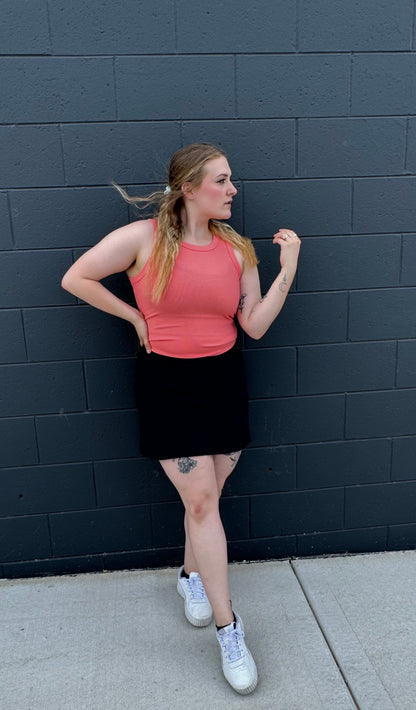 Mono B Black Athleisure Skirt W/Shorts