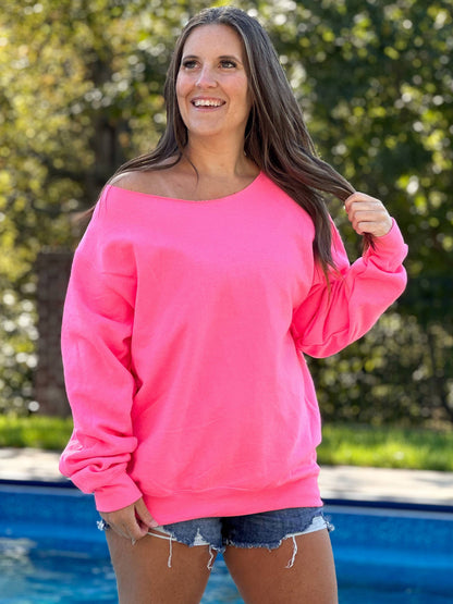 Raw Edge Off Shoulder Sweatshirt
