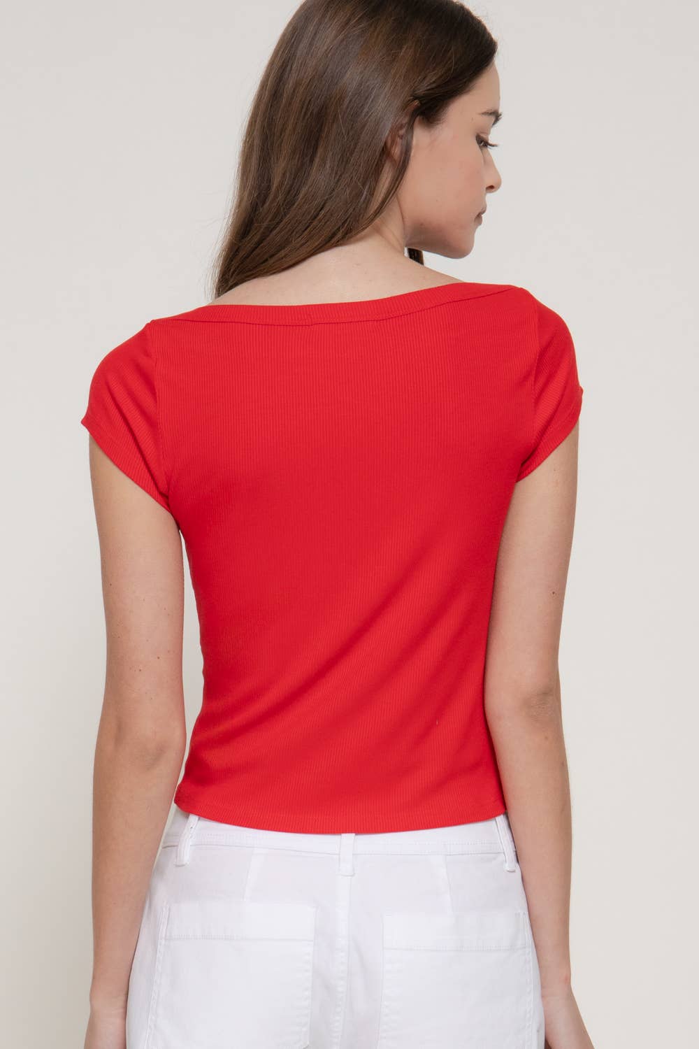Cap Sleeve Rib Knit Top