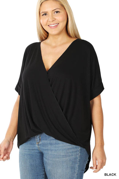 Plus Rayon Draped Front Top