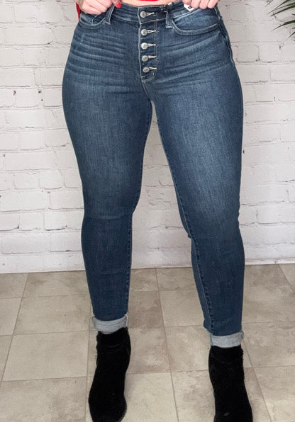 Judy Blue Hi Rise Button Fly Skinny
