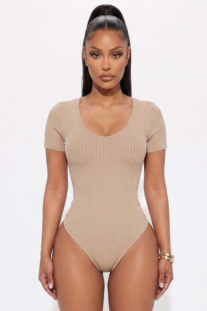 Ribbed Short Sleeve Bodysuit