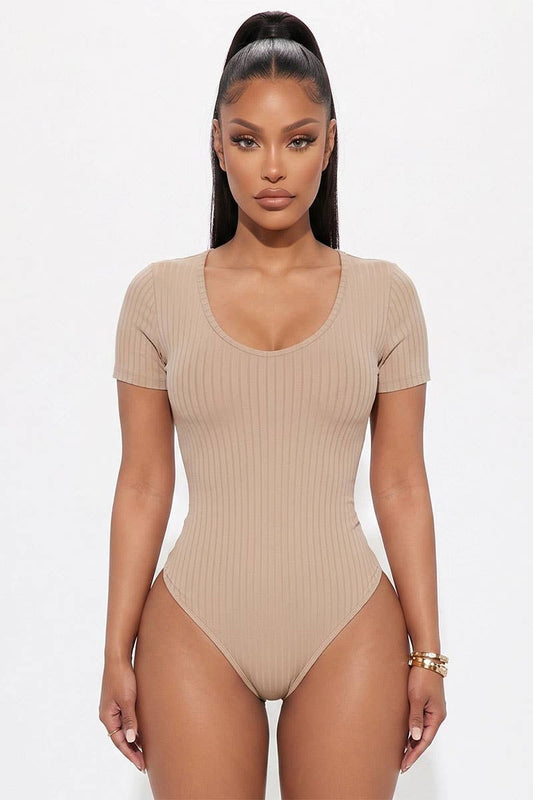 Ribbed Short Sleeve Bodysuit
