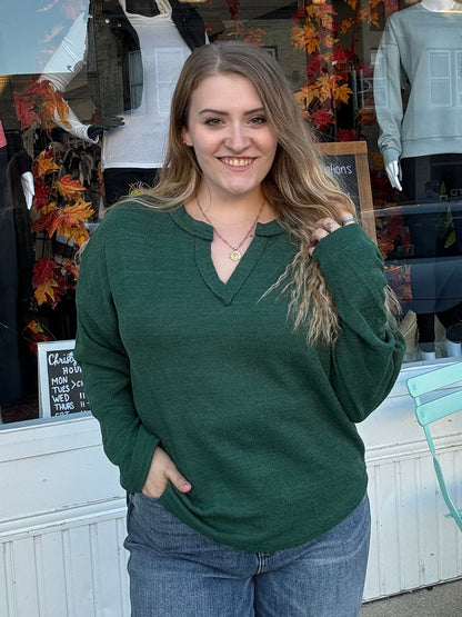 Cozy Forest Green Long Sleeve Top