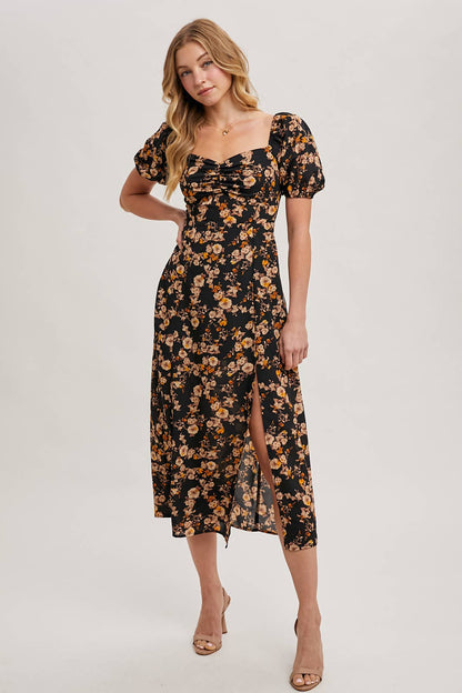 Floral Sweetheart Neck Maxi Dress