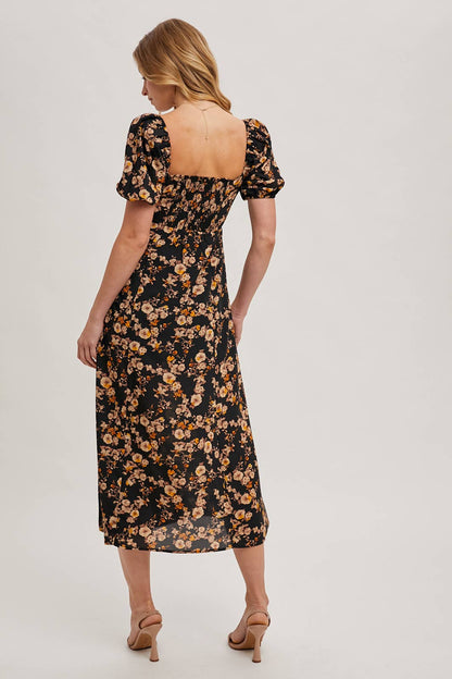 Floral Sweetheart Neck Maxi Dress