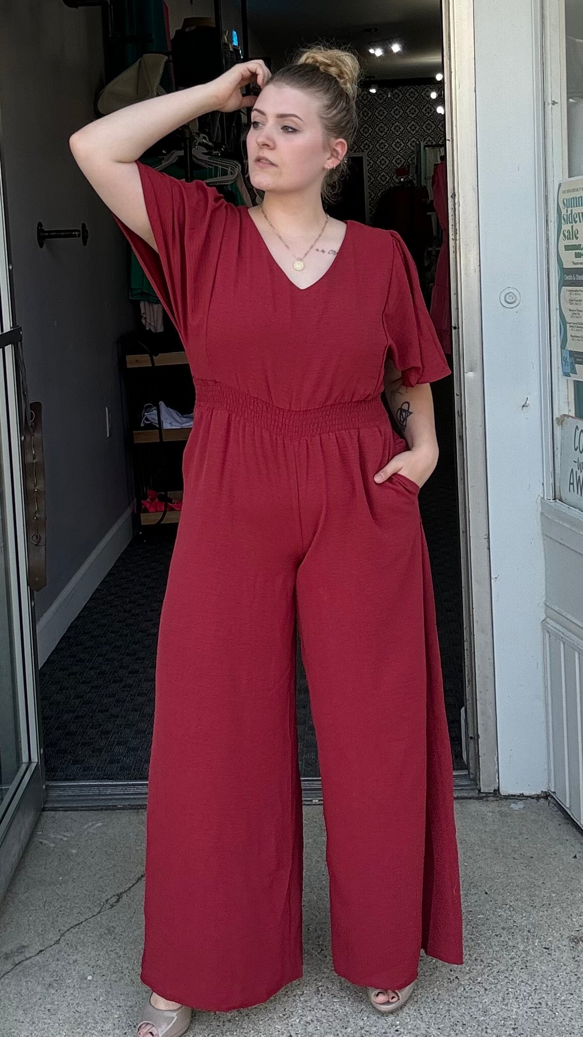 Stunning Wide Leg Jumpsuit W/Pockets