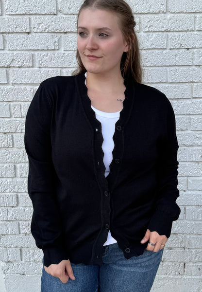 Lightweight Scalloped Cardigan