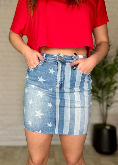 Judy Blue Stretchy Star & Stripe Skirt
