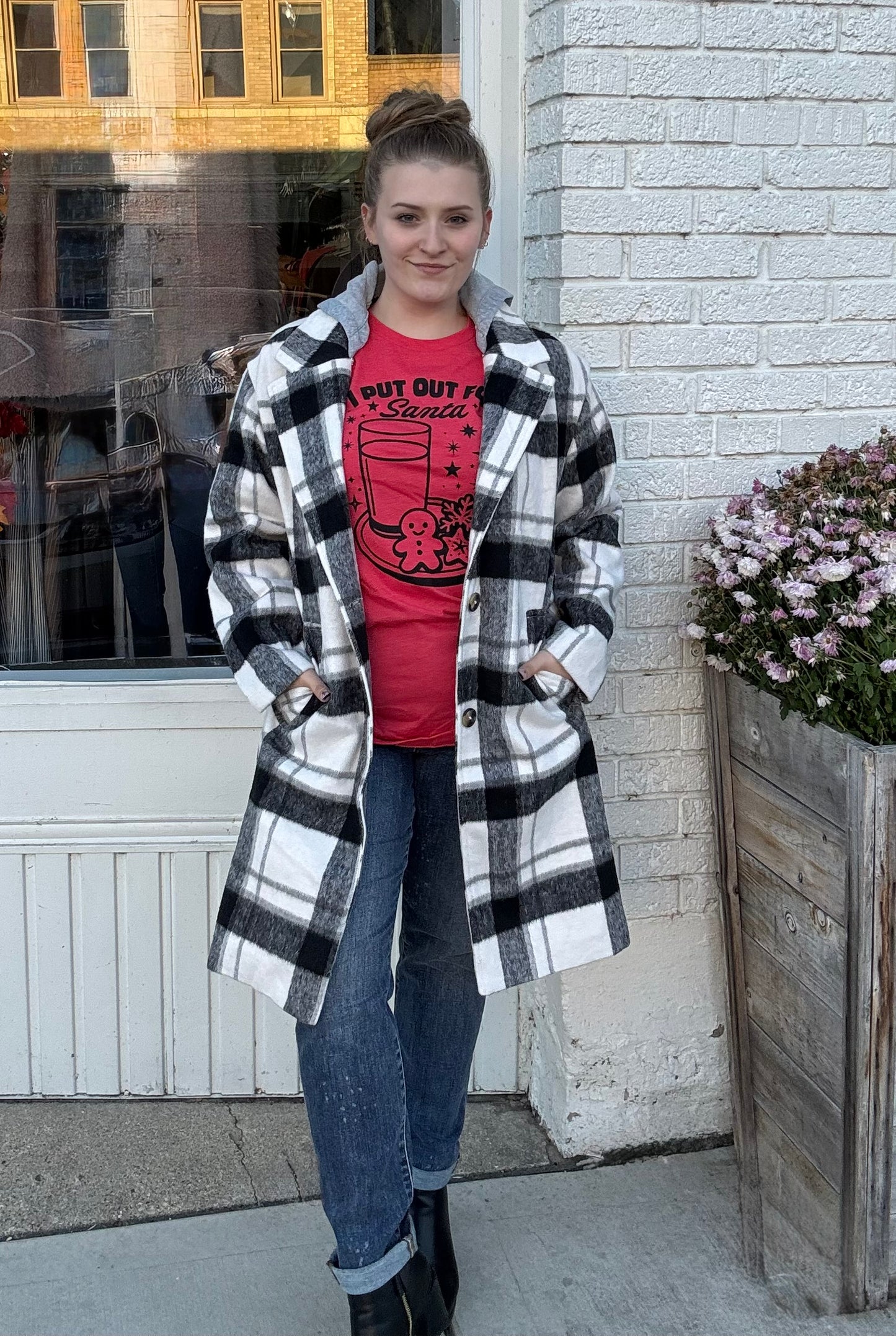 Stylish Plaid Pea Coat
