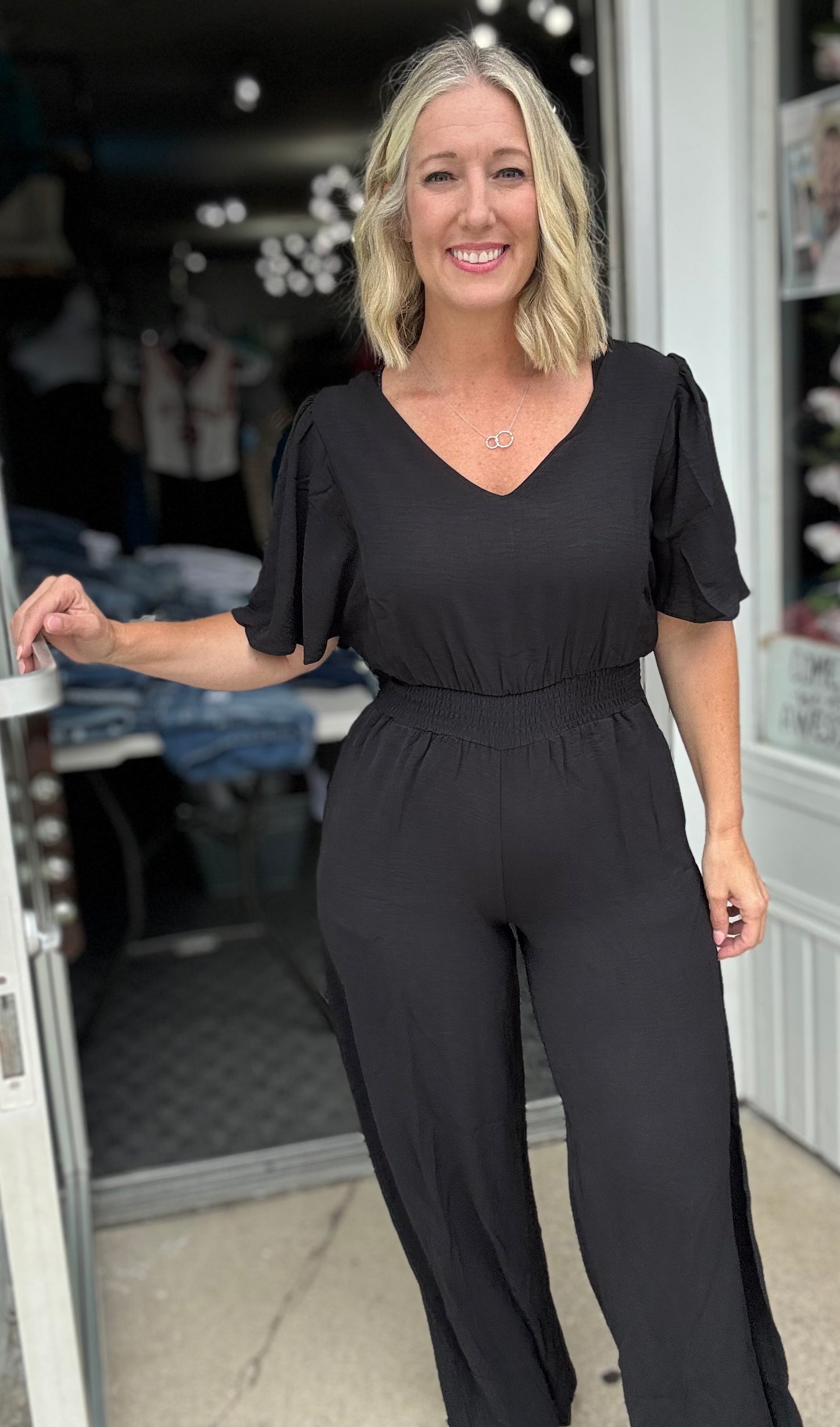 Stunning Wide Leg Jumpsuit W/Pockets