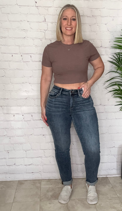 Judy Blue Bleach Splatter Boyfriend Fit