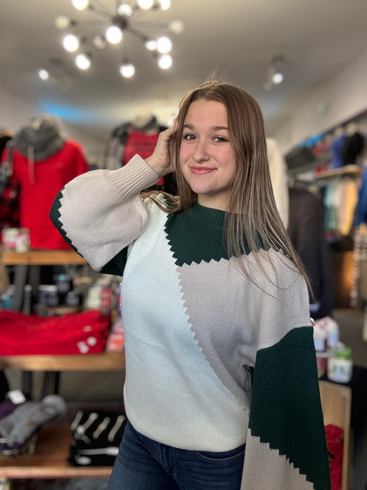 Color Block Chunky Knit Sweater