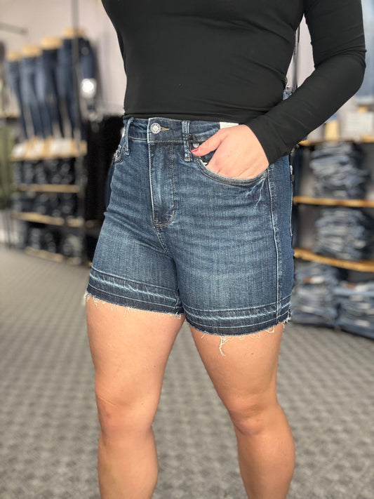 Reg/Plus Tummy Control Destroyed Hem Shorts
