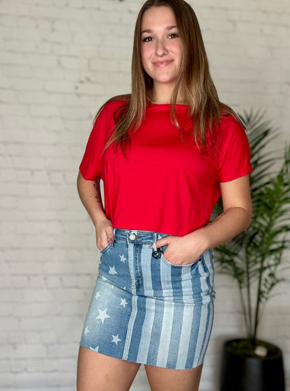 Judy Blue Stretchy Star & Stripe Skirt