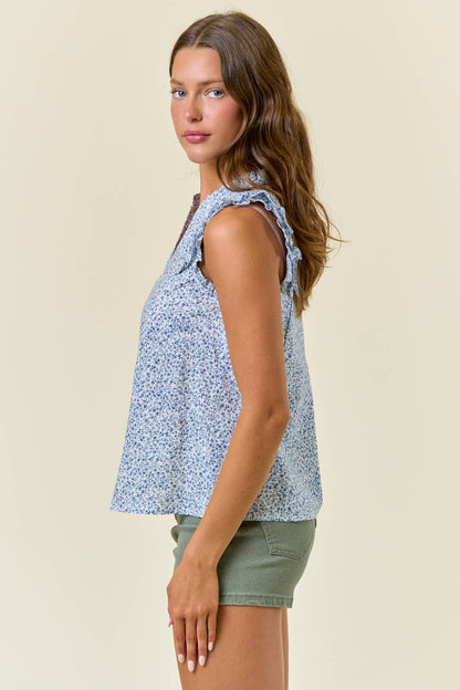 Floral Print Ruffled Top