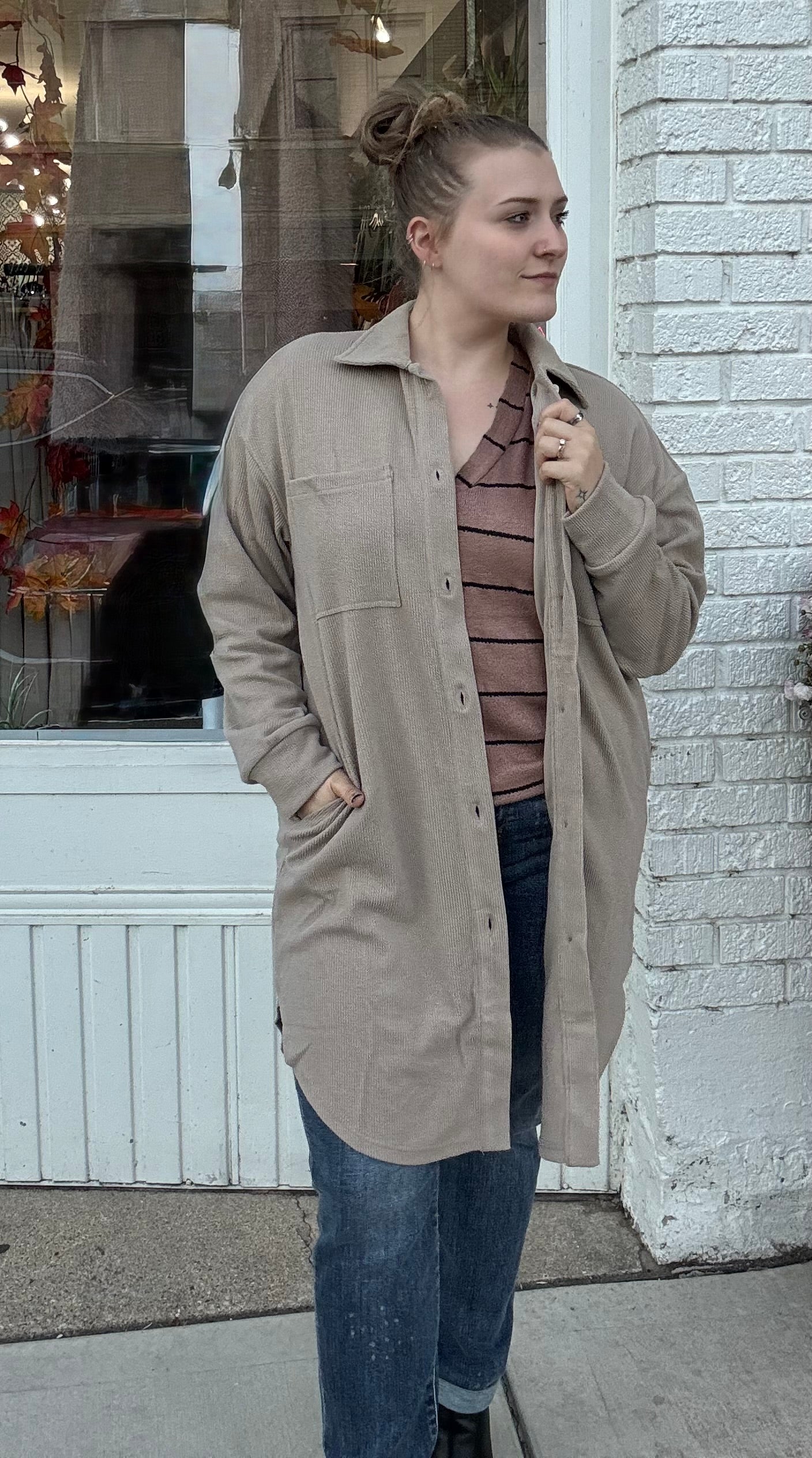 Edith Long Shacket with Pockets