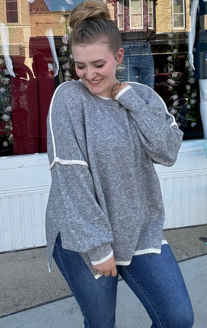 Oversized Grey Contrast Sweater