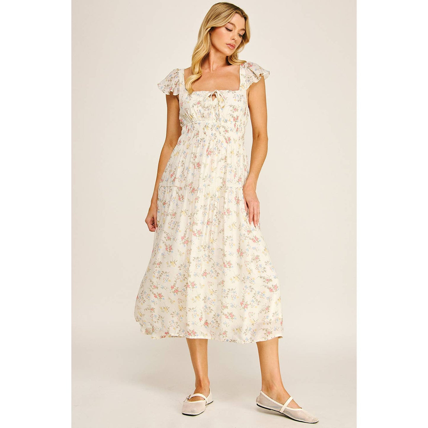 Soft Bloom Midi Dress