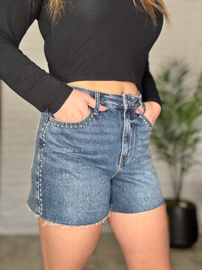 Judy Blue HW Dome Studded Shorts