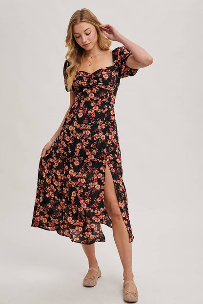 Floral Sweetheart Neck Maxi Dress