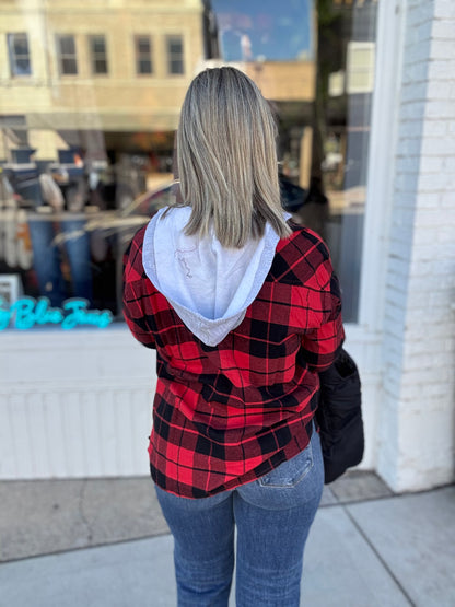 Oversized Plaid Shirt W/Hoodie