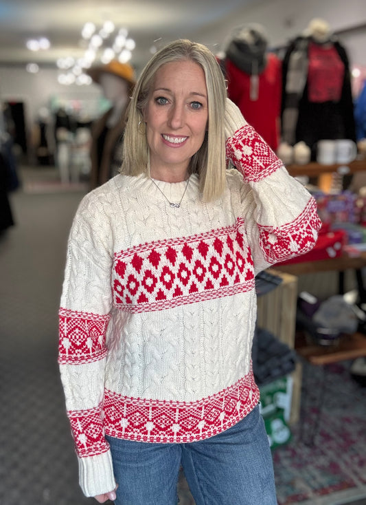 Aztec Cable Detail Knit Sweater