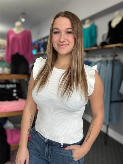 Ruffle Trim Sweater Tank