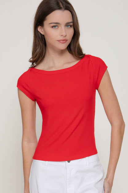 Cap Sleeve Rib Knit Top