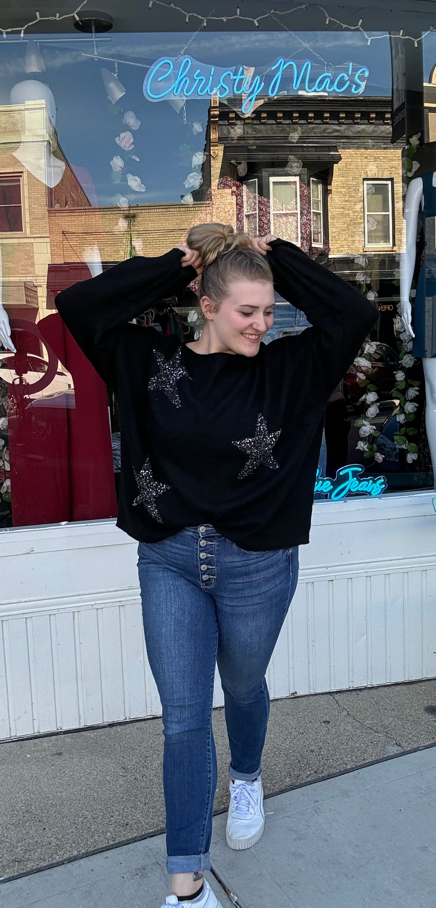 Plus/Reg Star Sequins Sweater