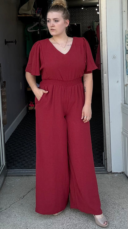 Stunning Wide Leg Jumpsuit W/Pockets