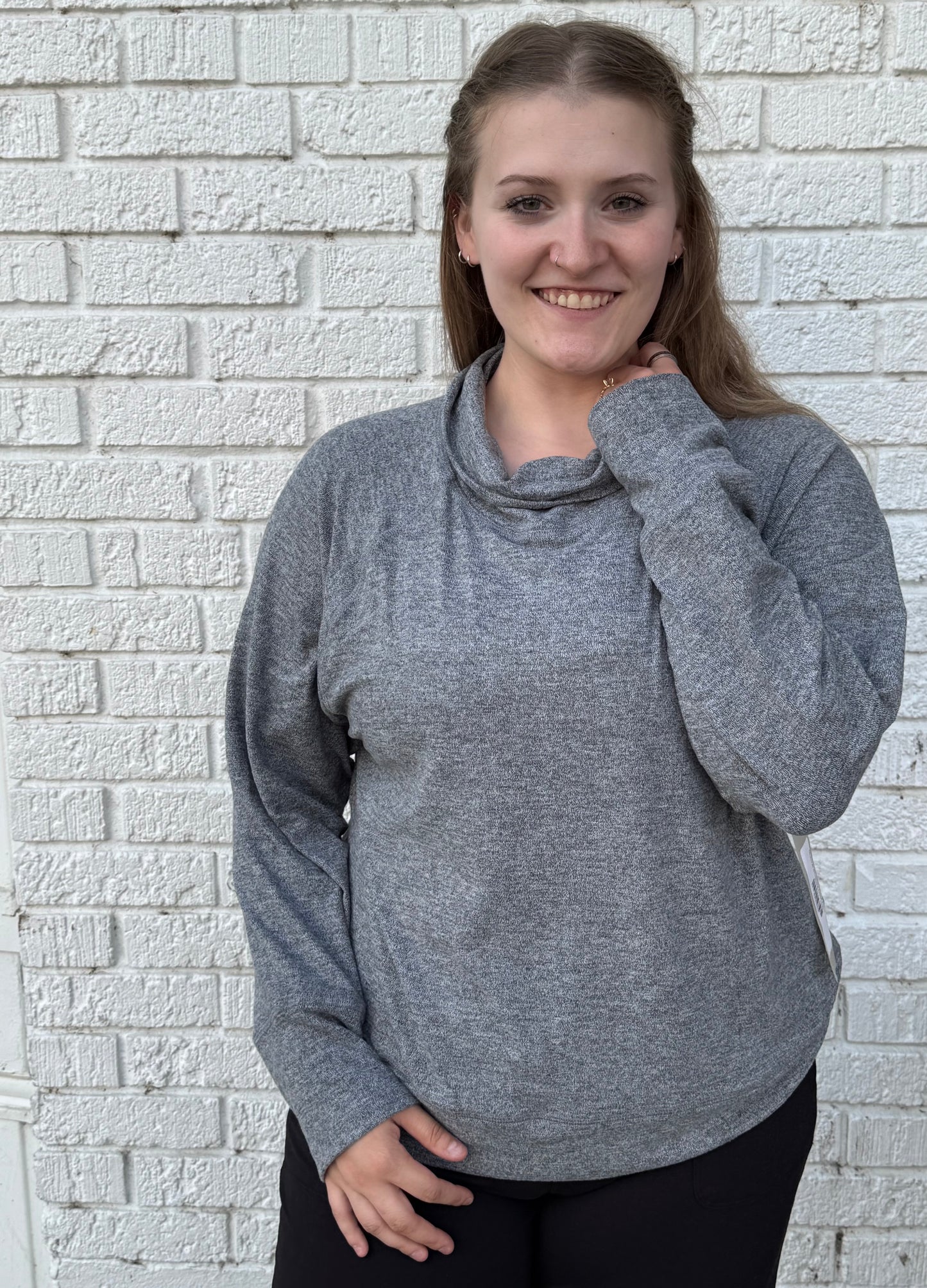 Mono B Brushed Cowl Neck Pullover