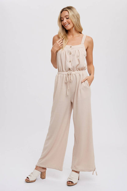 Waffle Knit Wide Leg Jumpsuit