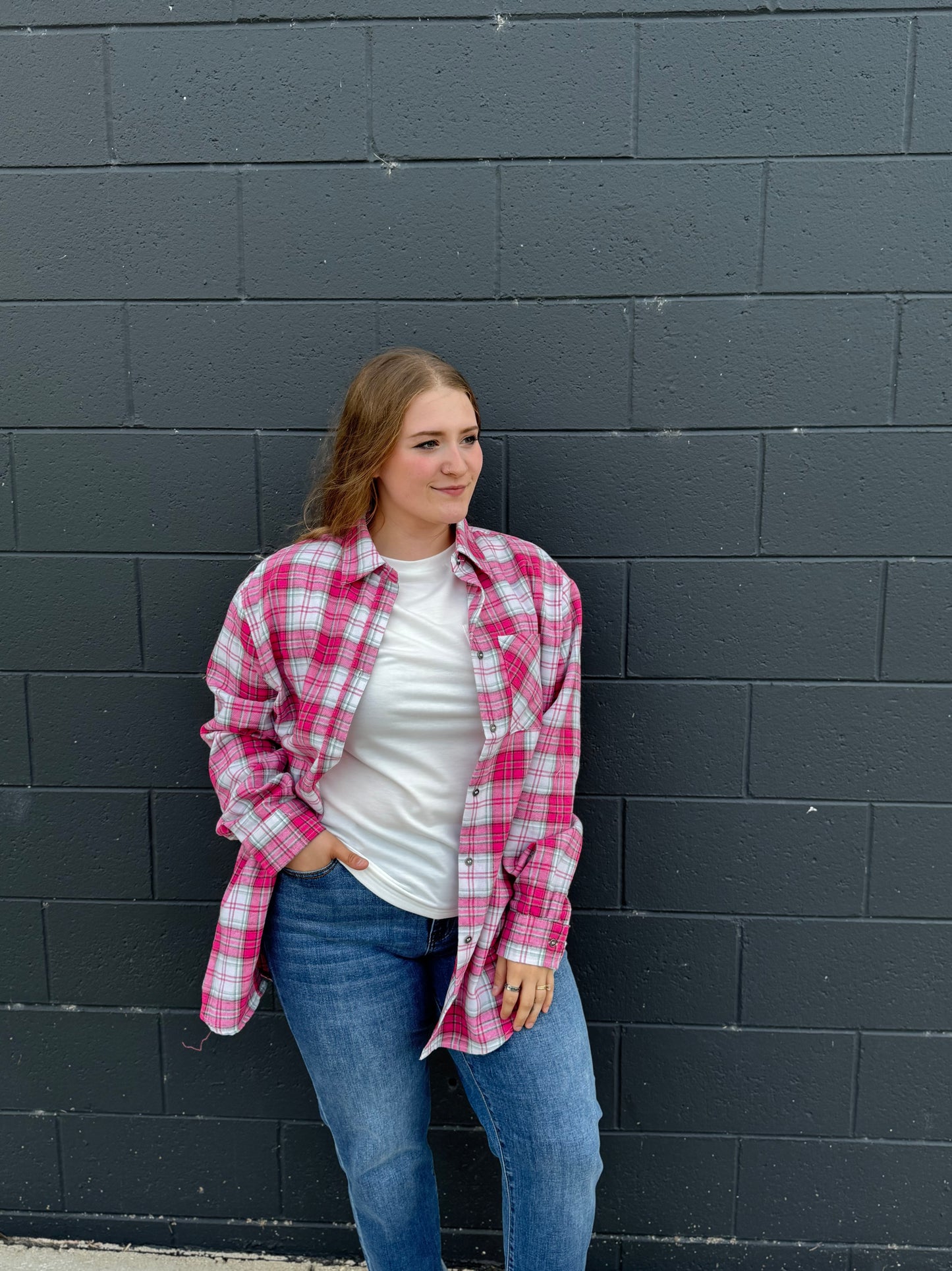 Loose Fit Button Down Soft Plaid Shirts