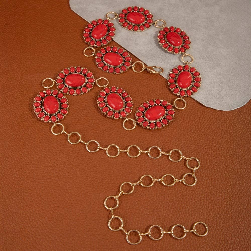 Western Oval Concho Disc Chain Belt