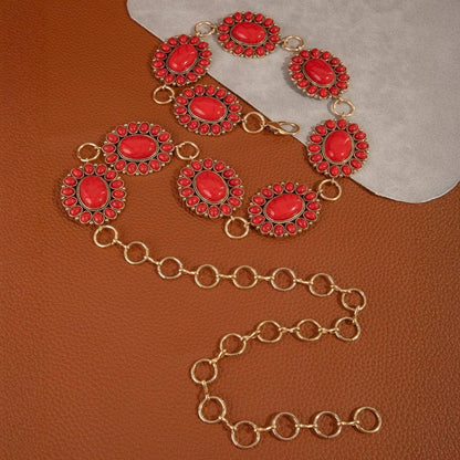 Western Oval Concho Disc Chain Belt