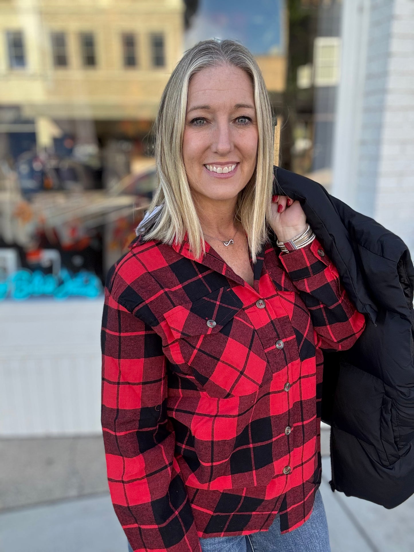 Oversized Plaid Shirt W/Hoodie