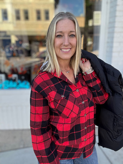 Oversized Plaid Shirt W/Hoodie