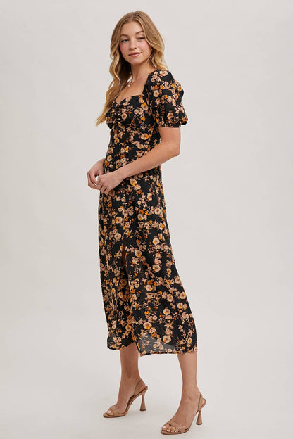 Floral Sweetheart Neck Maxi Dress