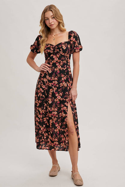 Floral Sweetheart Neck Maxi Dress