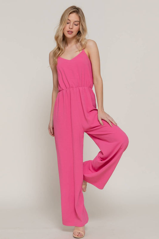Pink Woven Cami Jumpsuit