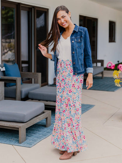 Kendall Floral Tiered Maxi Skirt