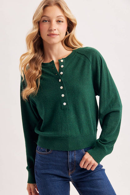 Half-Button Knit Sweater