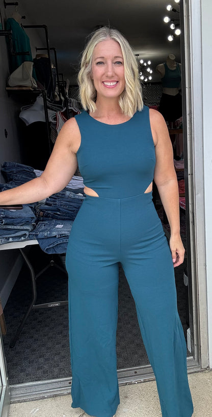 Sexy Sleeveless Jumpsuit W/Waist Cut Out