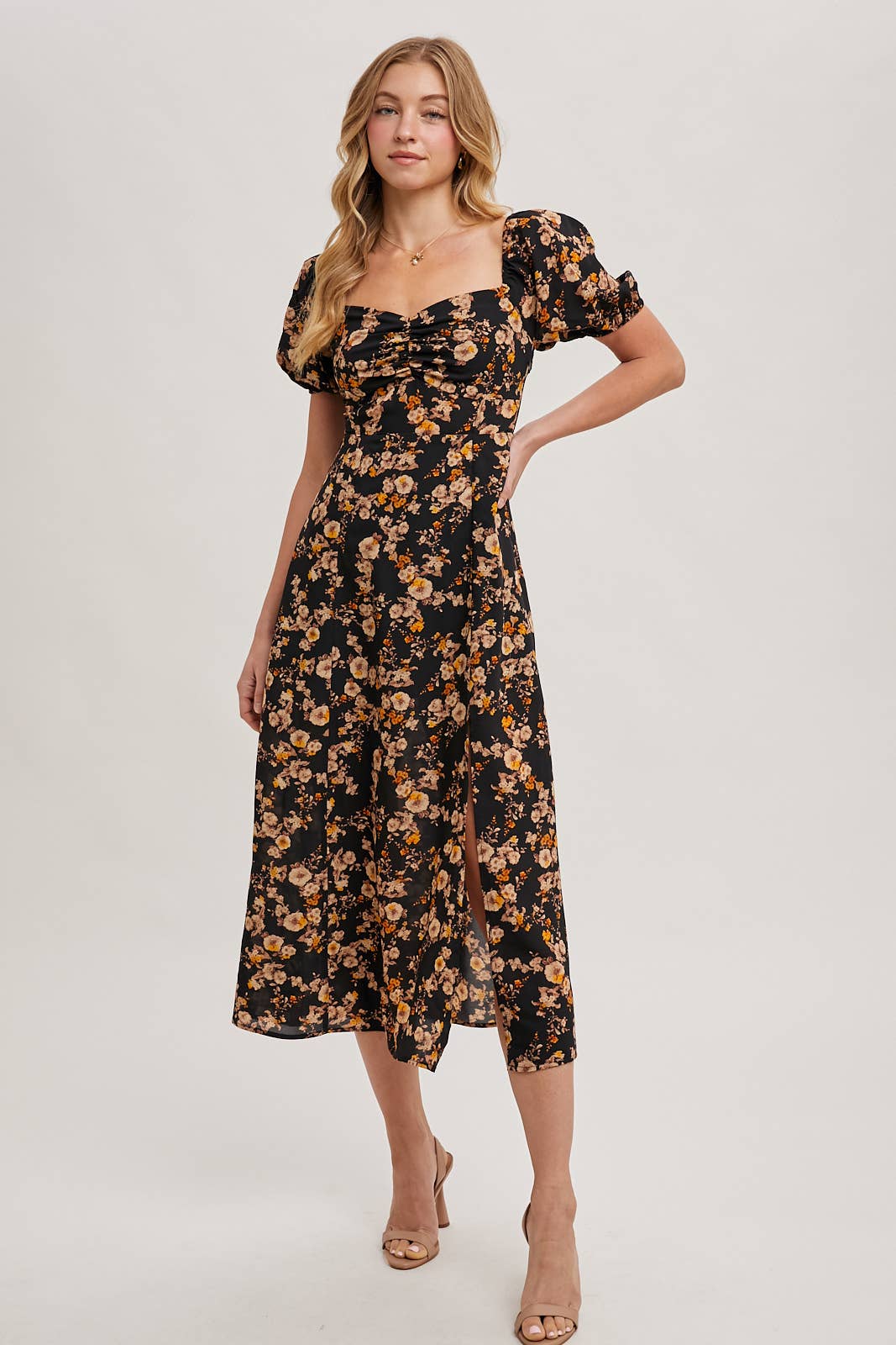 Floral Sweetheart Neck Maxi Dress