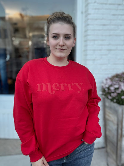 Retro Embossed Merry Sweatshirt