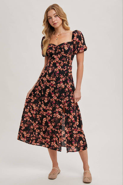 Floral Sweetheart Neck Maxi Dress